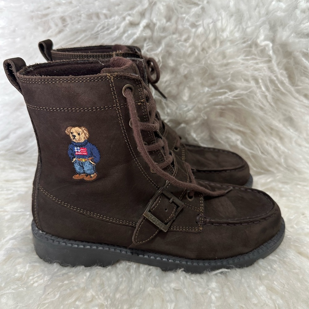 Ralph Lauren Brown Kids Boots with Bear Design